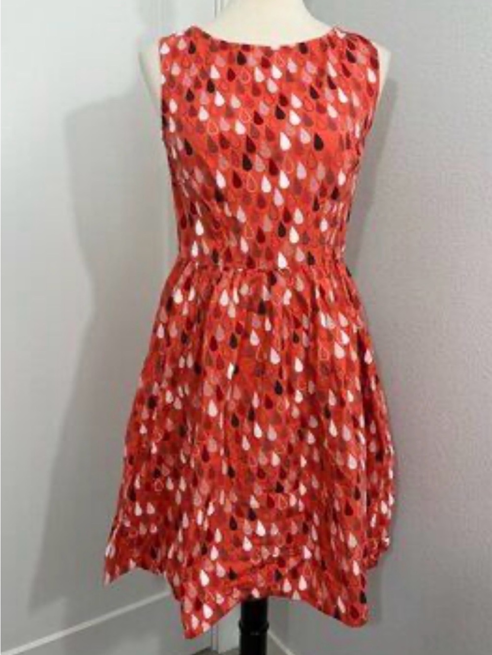 Anthropologie Circus midi Orange Teardrop Print Fit-and-Flare Dress. Sz 14UK